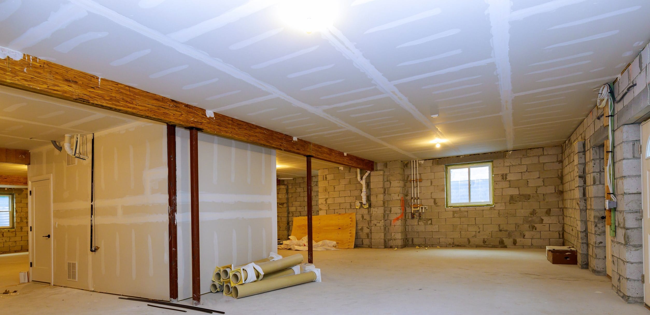 Interior of a newly constructed basement